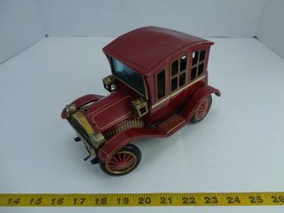 Vintage Battery Powered Tin Car Toy Red W Gold Colored Accents Antique Gs