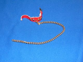 Vintage Barbie Dog N Duds Chain Leash Red Stud Collar 1613 Dog Leash