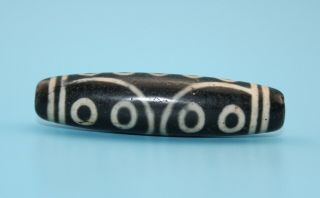 58 14 Mm Antique Dzi Agate Old 15 Eyes Bead From Tibet