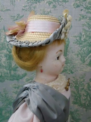 Exquisite 24” Antique Wax Over Paper Mache Lady Doll with Paperweight glass Eyes 5