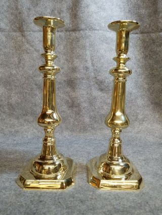 Virginia Metalcrafters / Harvin Brass Candlesticks,  12 1/2 Inches Tall.