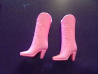 Vintage Barbie Shoes Cowboy / Cowgirl Western Light Pink Boots With Heels Script