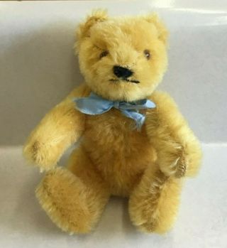 Vintage Gold Mohair Fully Jointed Teddy Bear With Glass Eyes 6 "