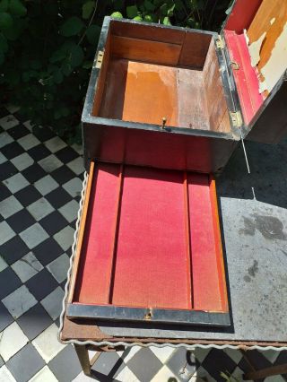 Antique Ebonised wood & Mother Of Pearl Jewellery /Vanity box for restoration 2