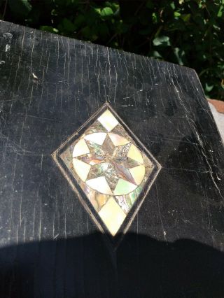 Antique Ebonised wood & Mother Of Pearl Jewellery /Vanity box for restoration 3