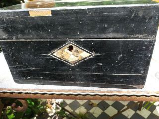 Antique Ebonised wood & Mother Of Pearl Jewellery /Vanity box for restoration 4