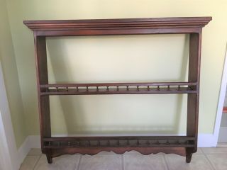 Antique Large Solid Pine Wood Display Wall Shelf Plate Rack