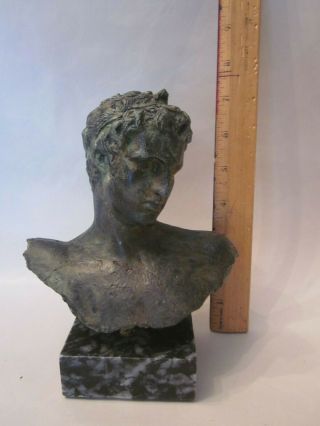 Cast Bronze Bust David Marble Statue Figurine Bible King Antique