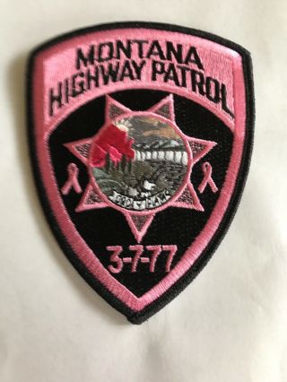 Montana State Highway Patrol Police Patch Pink Cancer Awareness