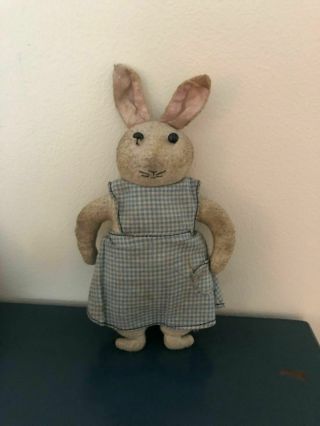 Old Stuffed Cloth Antique Bunny In A Dress Elliott Novelty Mfg.  Co.  Los Angeles
