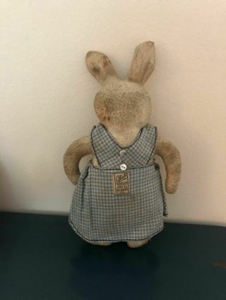 Old Stuffed Cloth Antique Bunny in a Dress Elliott Novelty Mfg.  Co.  Los Angeles 2