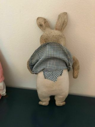 Old Stuffed Cloth Antique Bunny in a Dress Elliott Novelty Mfg.  Co.  Los Angeles 4