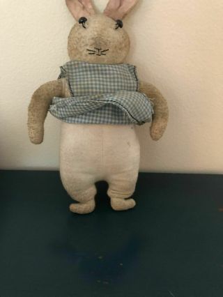 Old Stuffed Cloth Antique Bunny in a Dress Elliott Novelty Mfg.  Co.  Los Angeles 5