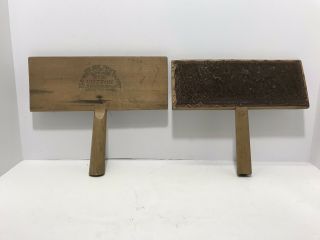 Two Vintage Old Whittemore No 10 Cotton Carder Wool Comb Paddle Ls Watson & Co