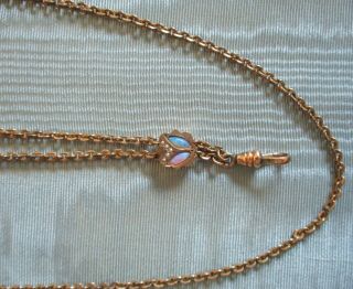 Antique Pocket Watch Chain Slide Fob Fire Opals Seed Pearls Albro Monogram