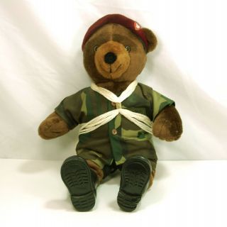 Vintage 1986 Jj Wind Inc.  Us Army Airborne Paratrooper Bear,  Parachuit,  Plush 20 "