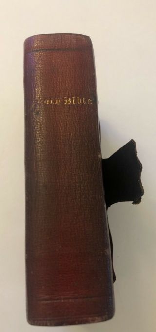 Antique Bible 1847 American Bible Society Leather Bound Pocket Size 2
