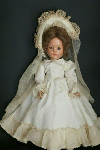 Vintage Effanbee Suzanne Bride Doll 14 In 1940s Composition Gown & Veil