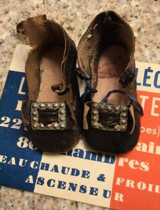 Lovely Antique Leather Doll Shoes Pair Estate Find Vintage 5