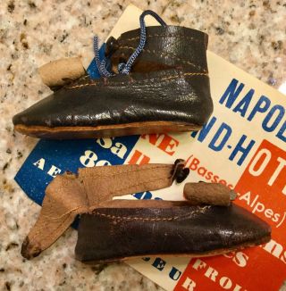 Lovely Antique Leather Doll Shoes Pair Estate Find Vintage 8