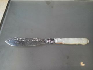 Quite Large Solid Silver & Mother Of Pearl Butter Knife Birmingham 1868