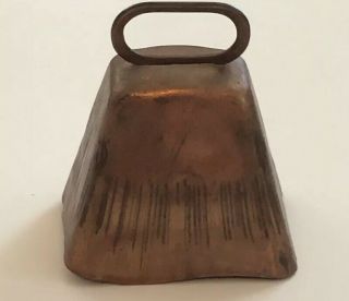 Vintage Cow Bell Bronze Metal Antique Tin Distressed 3.  5” Country Decor