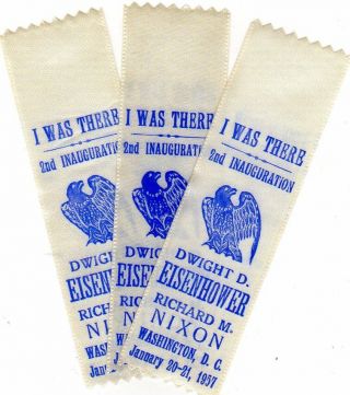 1957 Dwight Eisenhower Inauguration Day Souvenir Ribbons (3)