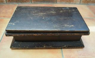 Large Hinged Lid Antique Wooden Box - Two Compartments One With Padded Cover