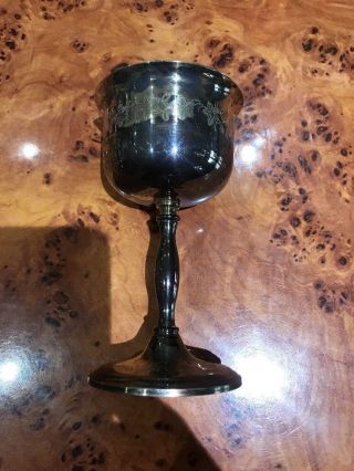 Vintage Retro Silver Plated On Brass Wine Goblet " Cavalier " 3 " Diameter 5.  5 "