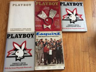 5 Vintage Playboy Magazines 2 1979 - 1,  1980 - 12,  1969 - 1,  Esquire 1973 - 10