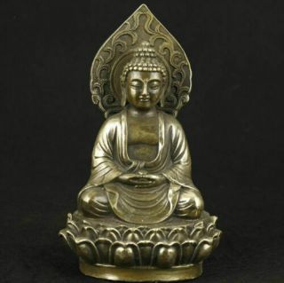 Exquisite Chinese Old Bronze Collectable Handwork Sakyamuni Buddha Statue