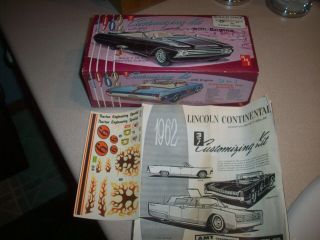 Vintage Amt 1962 Lincoln Cv Box/ Instructions/decals Only K 412