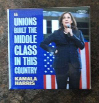 2020 Democrat Kamala Harris President Union Middle Class Square Photo Button