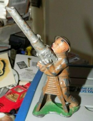 Antique Barclay Us Dough Boy Soldier Machine Gunner See Pic Made In Usa