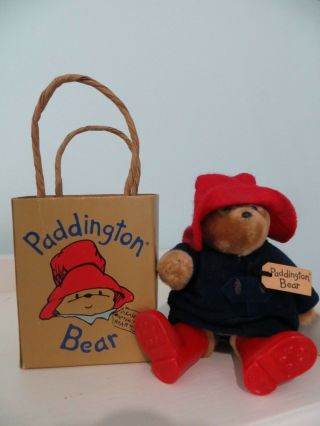 Vintage 1987 Eden Toys 5 " Paddington Bear In Gift Bag