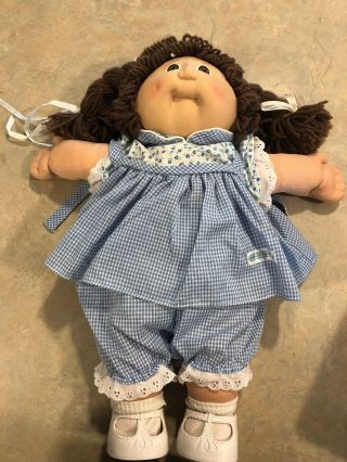 Vintage Cabbage Patch Kids Cpk Girl Brown Hair Eyes Clothes Dress Shoes