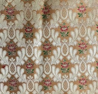 19th Century French Silk Brocade,  Small Scale Roses,  Ref Projects 203.