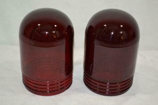 2 Vintage R&s Co Red Glass Light Fixture Globe Russel & Stoll Vgc