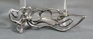 Antique Arts&Crafts Nouveau Sterling Silver w/Moonstone Amethyst Gems Brooch Pin 2
