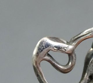 Antique Arts&Crafts Nouveau Sterling Silver w/Moonstone Amethyst Gems Brooch Pin 5