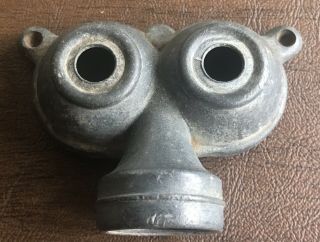 Antique Vintage Galvanized Lawn Sprinkler Gas Mask Shape Owl Eye Figure 8