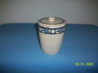 Antique 1913 Seg Pottery Signed Covered 4 " Inch Jar & Lid White Floral Design