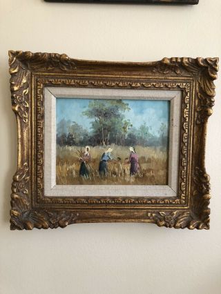 Vintage Framed Oil Painting On Canvas Landscape