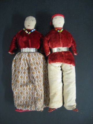 Vintage Hand Made Indian Man And Woman Navajo Dolls 7 " Indian Couple