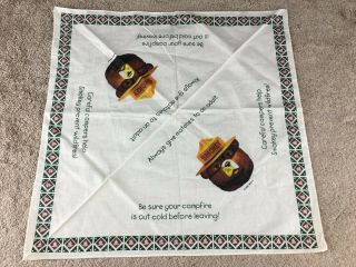Vintage Smokey The Bear Bandana Handkerchief Only You Can Prevent Forest Fires