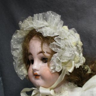 Vintage Doll Hat - Bonnet - Ivory Crochet Daisies W/ruffles