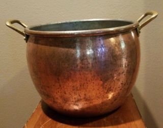 Vintage Ruffoni Italy Copper Stockpot 7 Quart With Brass Handles