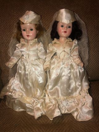 Two American Character Sweet Sue Bride Dolls 14 " Matching Dresses