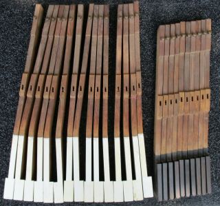 Antique Grand Piano Keys For Crafts Restoration Wood Arm 15 White 10 Black A