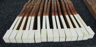 ANTIQUE GRAND PIANO KEYS FOR CRAFTS RESTORATION WOOD ARM 15 WHITE 10 BLACK A 5